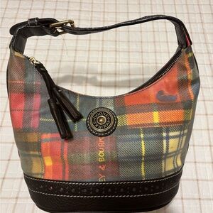 Dooney & Bourke Multicolor Plaid Hobo Bag with Black Trim
